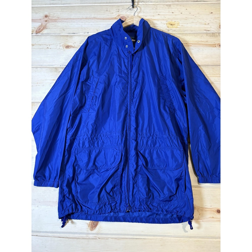 Woolrich Jacket Mens Medium Blue‎ Mesh Lined Vented Windbreaker Raincoat Outdoor